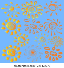 Set of symbols of the sun.