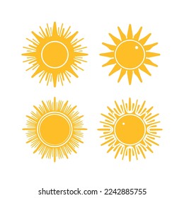 Conjunto de símbolos del sol. Icono de sol plano