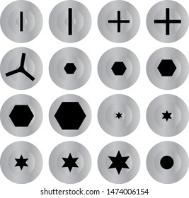 set of symbols for various screwdrivers