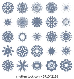 set of symmetric one color patterns. Vector illustration.