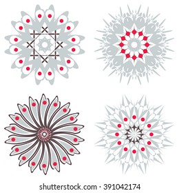set of symmetric  three color patterns. Vector illustration.