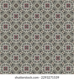 Set of symmetrical abstract  pattern vector. Retro background fabric. Vintage check col