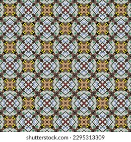 Set of symmetrical abstract  pattern vector. Retro background fabric. Vintage check color geometric texture for textile print, wrapping paper, gift card, wallpaper flat design.