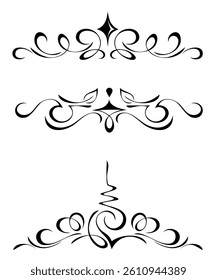 set of symmetrical decorative elements with abstract ornament; graphic design
