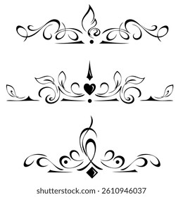 set of symmetrical decorative elements with abstract ornament; graphic design