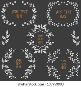 Set of symmetrical floral graphic design elements