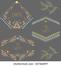 Set of symmetrical graphic design elements.