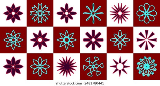 set of symmetrical rotating elliptical planes, flowers or star Vector elements