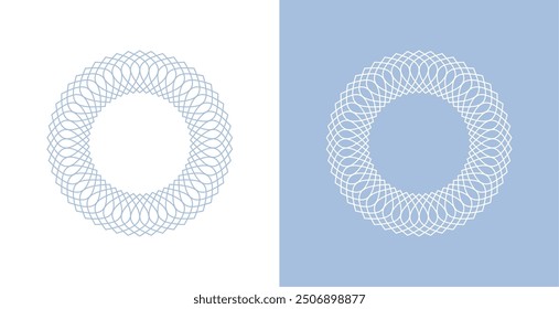 set of symmetry round shape pattern design in doodle style vector