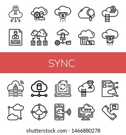 Set of sync icons such as Cloud, Contact, Cloud computing, Data synchronization , sync