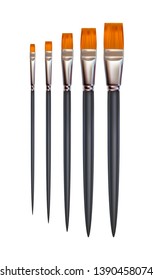 Set of synthetic flat brushes for painting. Realistic vector Illustration