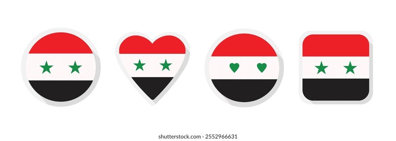 Conjunto de banderas de Siria colección sobre fondo blanco.