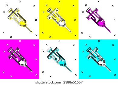 Set Syringe icon isolated on color background. Syringe for vaccine, vaccination, injection, flu shot. Medical equipment.  Vector