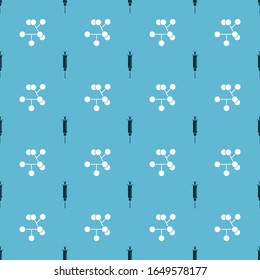 Ajuste la jeringa y la molécula en un patrón transparente. Vector