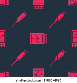 Set Syringe and Open matchbox and matches on seamless pattern. Vector