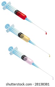 Set of syringes isolated on white background