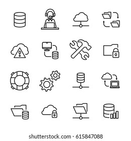 Set of system administration icons in modern thin line style. High quality black outline symbols for web site design and mobile apps. Simple linear pictograms on a white background.