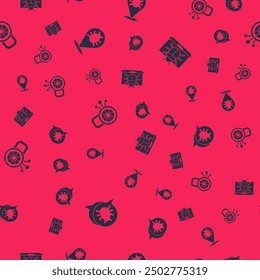 Set System bug, , Cyber security and on monitor on seamless pattern. Vector