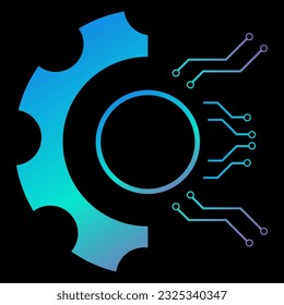 Set up system and operation of Robot gradient color vector line icons related to the field of robot and AI technology