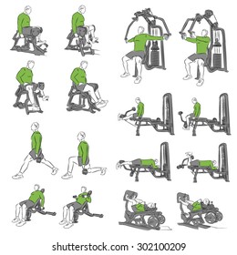 Set of systematic bodybuilding exercises 
