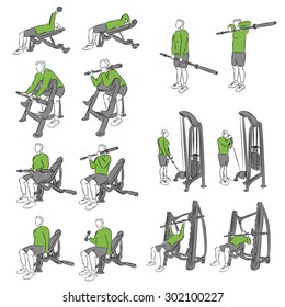 Set of systematic bodybuilding exercises 
