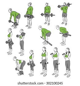 Set of systematic bodybuilding exercises

