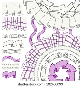 Set of t of seamless lace and frill borders