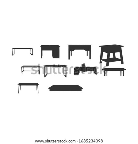 set of table cartoon design with black colour
