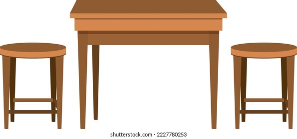 Set of table and chair isolated illustration