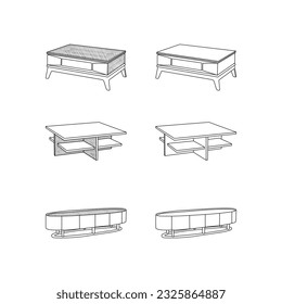 Set Table collection icon Furniture line art vector, minimalist illustration design