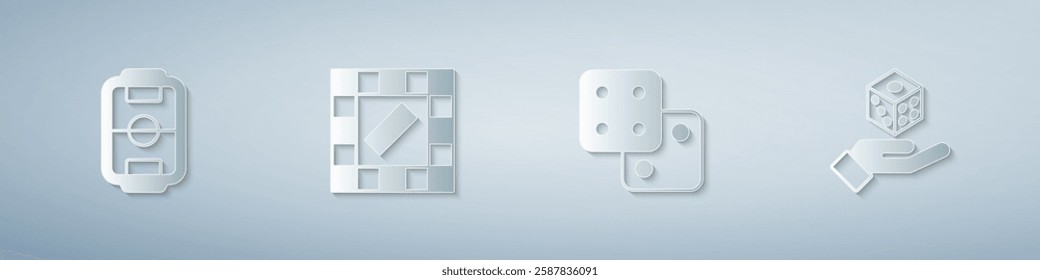 Set Table football, Board game, Game dice and . Paper art style. Vector