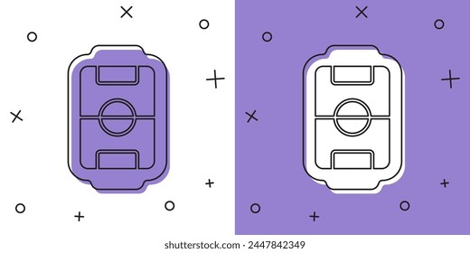 Set Table football game hobby or leisure icon isolated on white and purple background. Sport team football players.  Vector