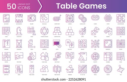 Set of table games icons. Gradient style icon bundle. Vector Illustration