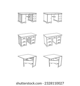 Set of Table icon Furniture line art vector, minimalist illustration design
