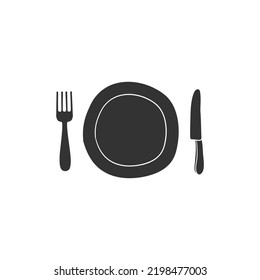 Set The Table Icon Silhouette Illustration. Dishware Vector Graphic Pictogram Symbol Clip Art. Doodle Sketch Black Sign.