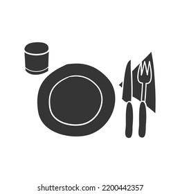Set The Table Icon Silhouette Illustration. Eat Vector Graphic Pictogram Symbol Clip Art. Doodle Sketch Black Sign.