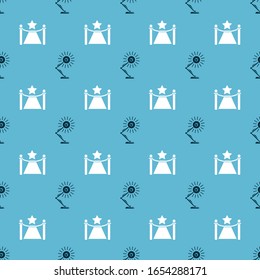 Set Table lamp  and Carpet with barriers and star  on seamless pattern. Vector