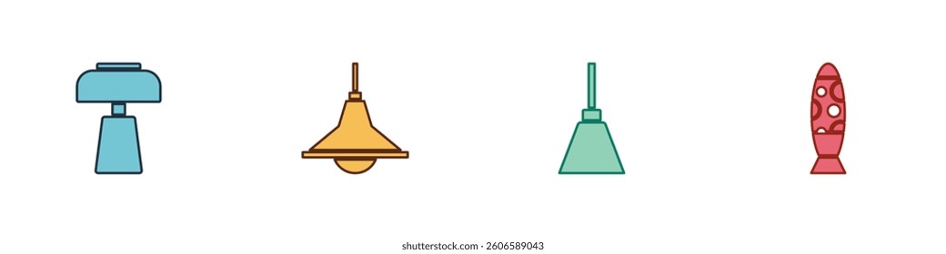 Set Table lamp, Chandelier,  and Floor icon. Vector