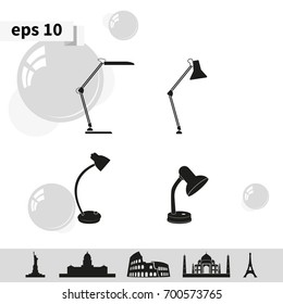 Set of table lamp icon.