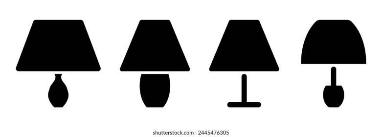 Set of Table lamp icon. Lamp sign in glyph. Vector Illustration.