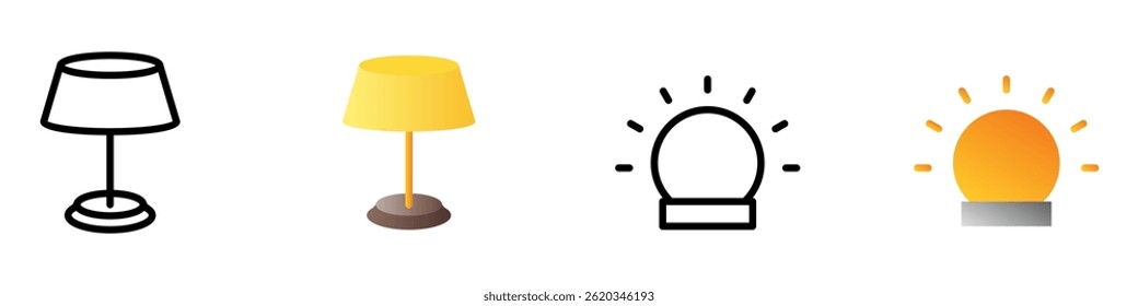 Conjunto de luminária de mesa isolada na cor branca