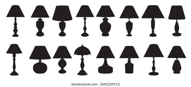 Set of table lamp light vector illustration