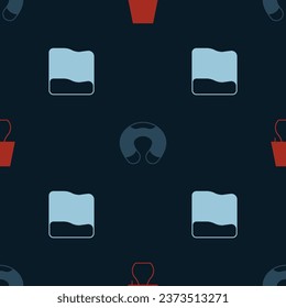 Set Table lamp, Travel neck pillow and Pillow on seamless pattern. Vector