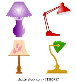 Set of table lamps. Vector
