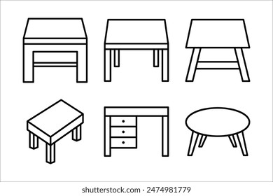 Set of table related vector line icons. Premium linear symbols pack. Vector illustration isolated on a white background. Web symbols for web sites and mobile