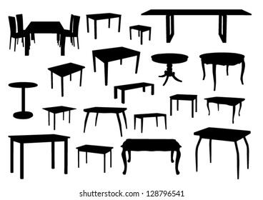 Set of table silhouettes