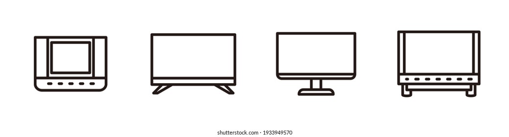 Set Set Set Set Set Set Set Set Set Set Set Set Set Set Set Set Set Set Set Set mit Monoline-Symbolen für Tischfernsehen