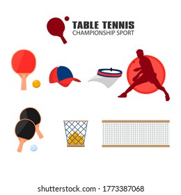 Set of table tennis icon vector on white background