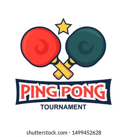 Set of table tennis ping pong labels, logos, badges and design elements. Flat design sport logotype