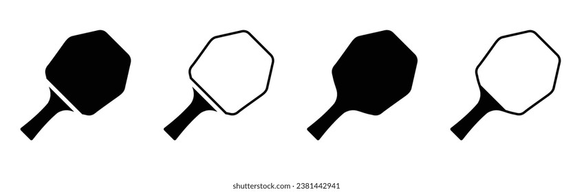 set of Table Tennis Ping Pong Vector Icon Black Silhouette and Outline Isolated on White